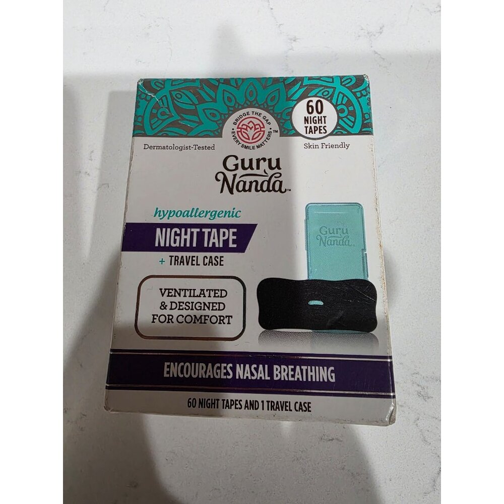 New Sealed Guru Nanda 60 count Mouth Tape with Travel Case Encourages Nose